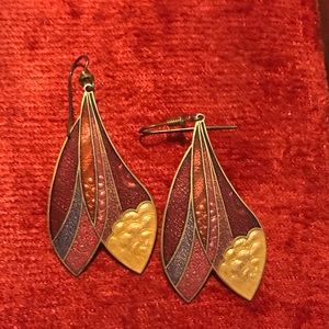 Vintage Gold cloisonné earrings